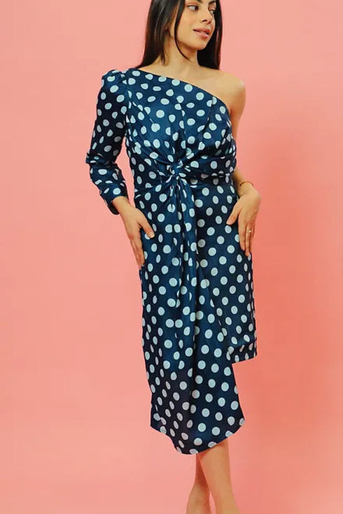 Sassy Blue Polka Dots Dress